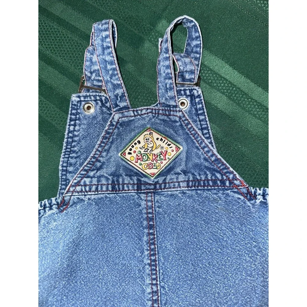 VTG Monkey Gold MGK Someone Special Golden Alligator Baby Demin Overalls Sz 4